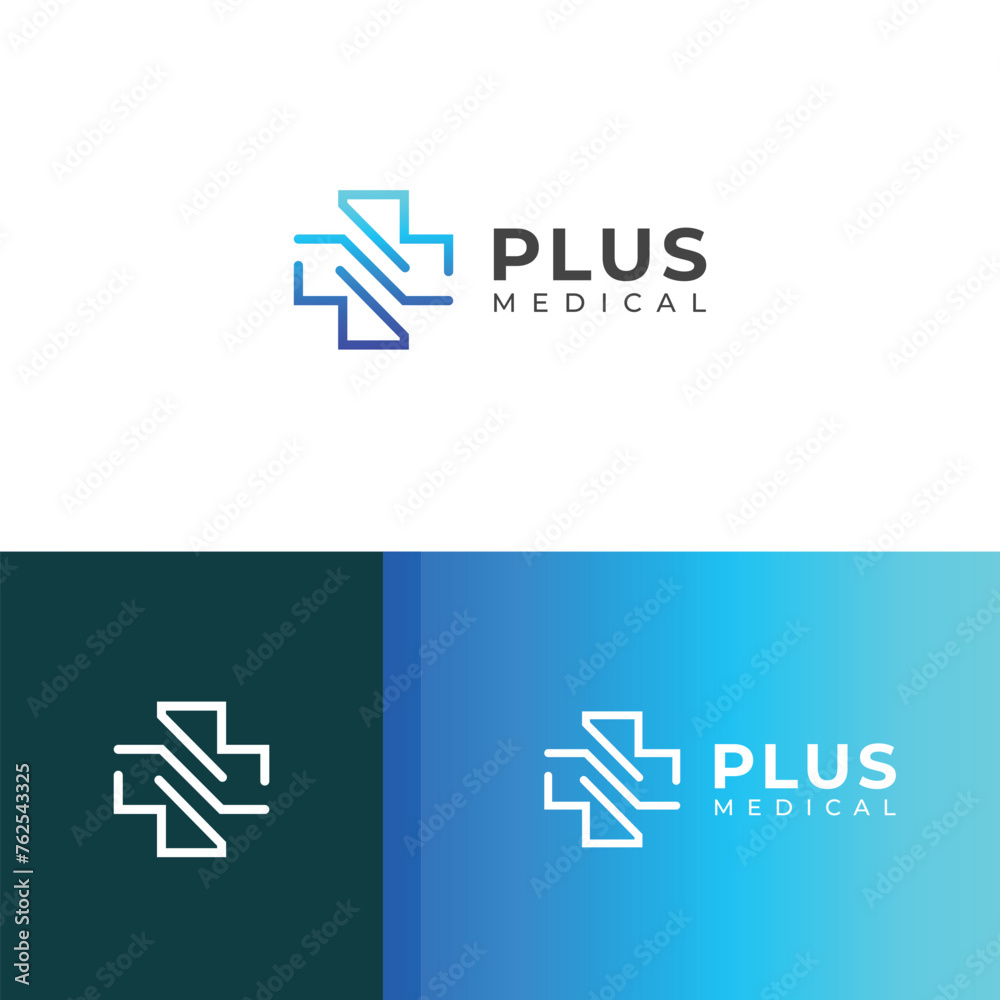 Creative Cross plus medical logo design template. Creative Cross plus medical logo design template.