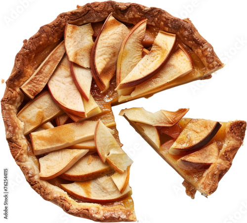 Homemade apple pie with lattice crust, cut out transparent