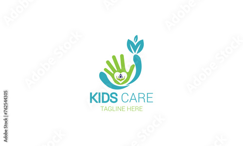 kids care logo unity vector icon illustration