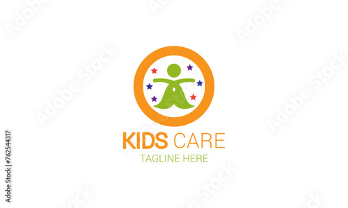 kids care logo unity vector icon illustration