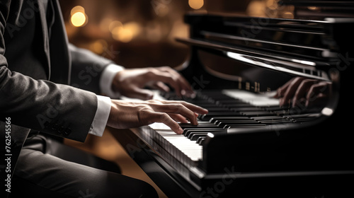 generated illustration of closeup of hands of playing the piano