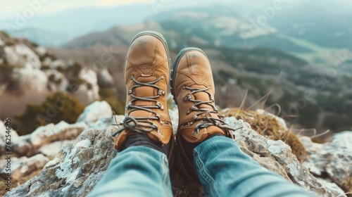 hiking boots on the mountain