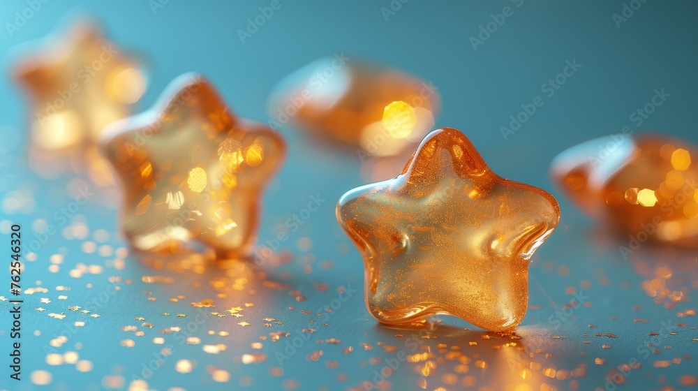 Group of Gold Stars on Table Group of Gold Stars on Table