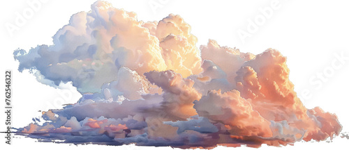 Cumulus clouds panoramic view, cut out transparent
