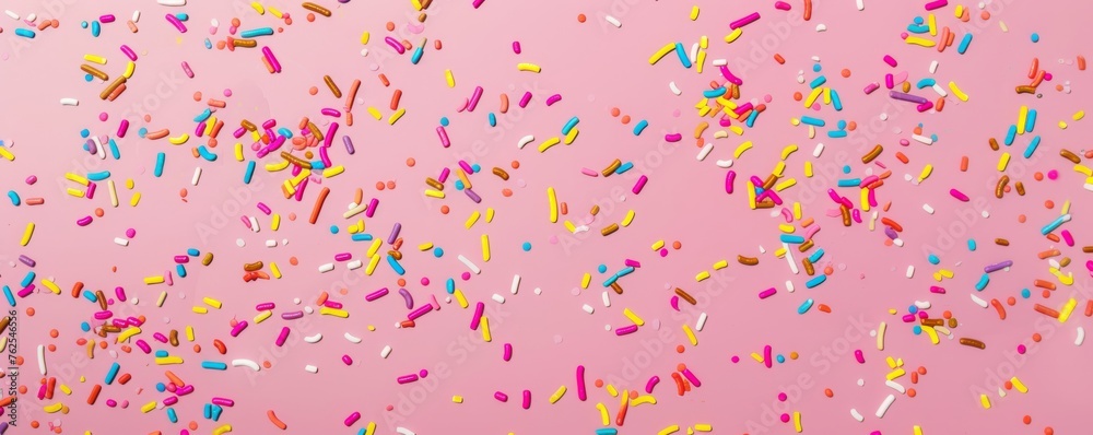 Colorful Sprinkles Floating Against a Pastel Pink Backdrop Celebrating Sweetness