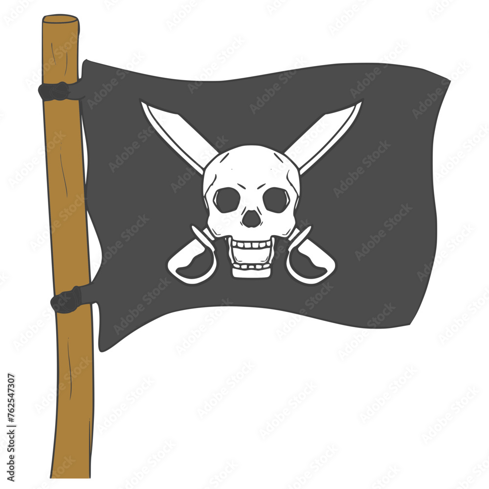 Pirate flag illustration hand drawn isolated vector