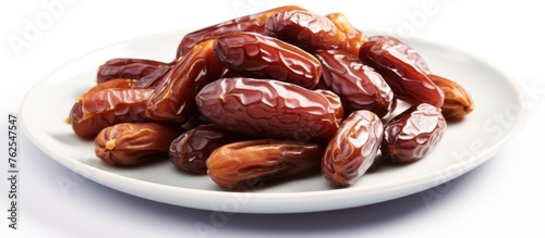 Plate with dried dates for Ramadan.