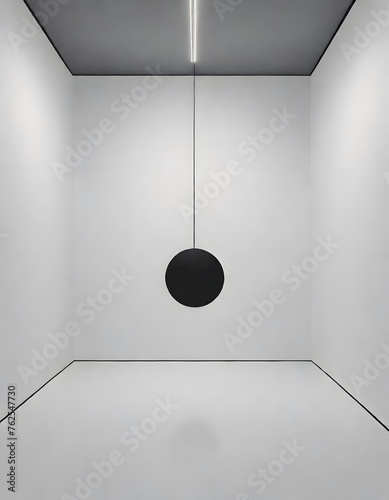 Artistic Interpretation of a Minimalist Void, Small Empty Room with a Single Dark Spot, Generated with AI