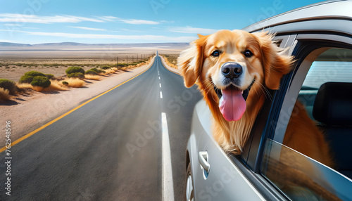Dog sticking its head out of the car window
