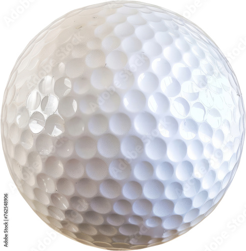 Close-up of a white golf ball, cut out transparent