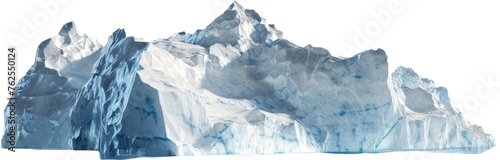 Translucent icebergs and glacial peaks panoramic view  cut out transparent