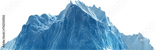 Translucent icebergs and glacial peaks panoramic view  cut out transparent