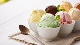 The Visual and Flavorful Harmony of Colorful Ice Cream Scoops in a White Bowl