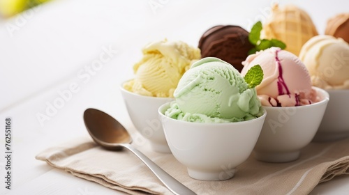 The Visual and Flavorful Harmony of Colorful Ice Cream Scoops in a White Bowl