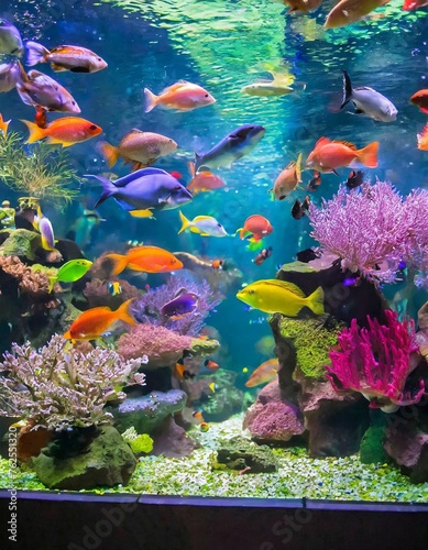 Aquarium full of colorful fish 