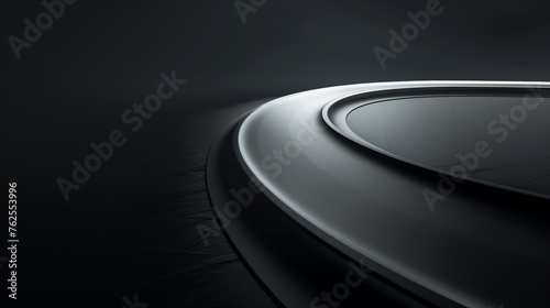 abstract 3d illustration of a curved metal surface with a black background