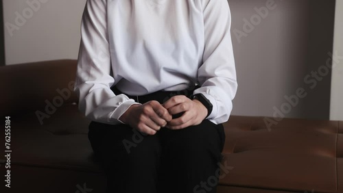 Nervous woman sharing traumatic experience at therapy meeting. psychologist talking with upset woman patient. Psychology, mental therapy, mental health, therapy session.