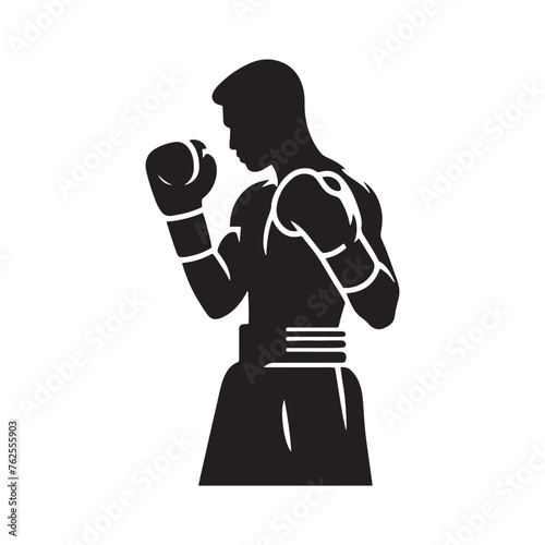 Boxer silhouette: Boxer Vector Capturing the Power, Agility, and Grit of Boxers in Action, boxer black illustration.