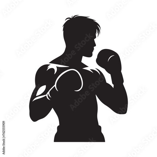Boxer silhouette: Boxer Vector Capturing the Power, Agility, and Grit of Boxers in Action, boxer black illustration.