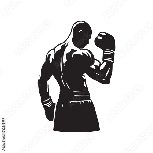 Boxer silhouette: Boxer Vector Capturing the Power, Agility, and Grit of Boxers in Action, boxer black illustration.