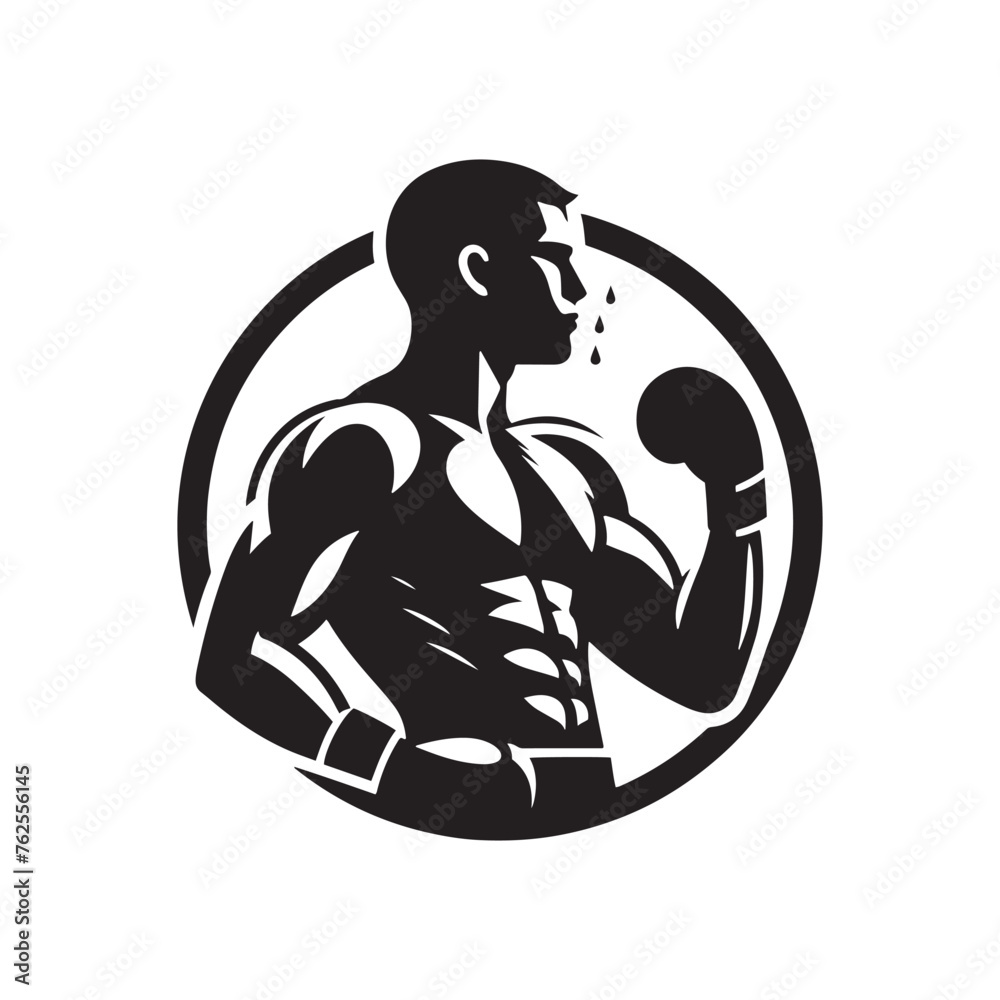 Boxer silhouette: Boxer Vector Capturing the Power, Agility, and Grit of Boxers in Action, boxer black illustration.