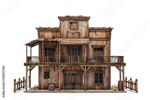 wooden western town building isolated on white