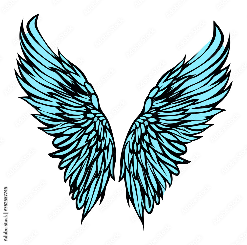 Obraz premium angel wing, blue white and black
