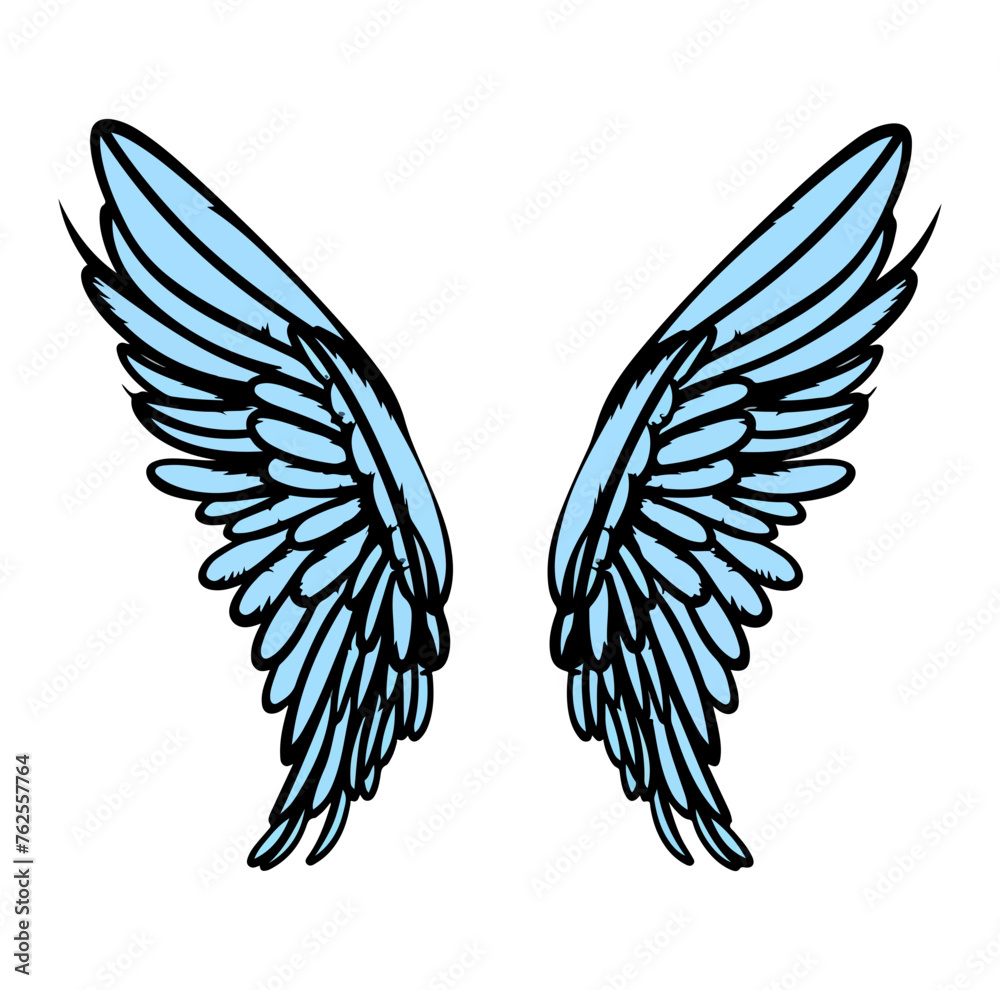 Obraz premium angel wing, blue white and black