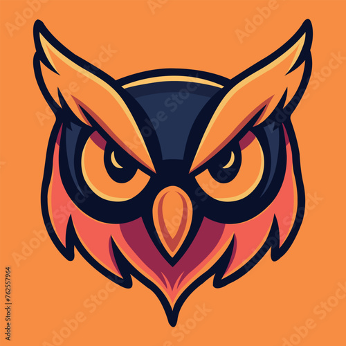 Owl head mascot sports logo vector illustration with isolated background