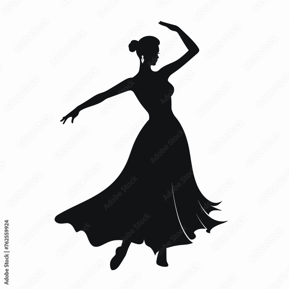 Dancer black icon on white background. Dancer silhouette Dancer black icon on white background. Dancer silhouette
