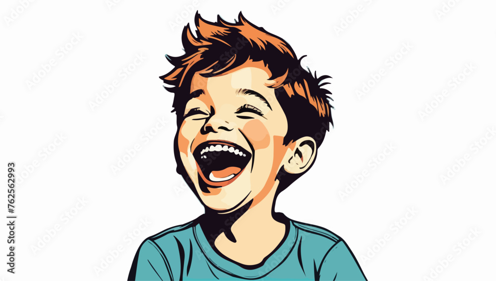 Joyful Boy Laughing Vector