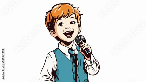 Cheerful Boy Singing Vector