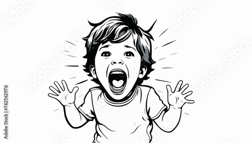 Frightened Boy Screaming Vector