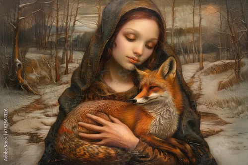 Fototapeta Kobieta z Lisem