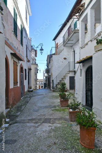 A street in San Felice Circeo  a medieval village in Lazio  Italy.