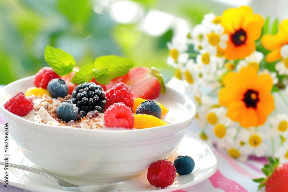delicious and healthy breakfast of soft yogurt with berries delicious and healthy breakfast of soft yogurt with berries