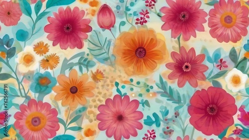 flowers painted with watercolor paint  top view  flower background