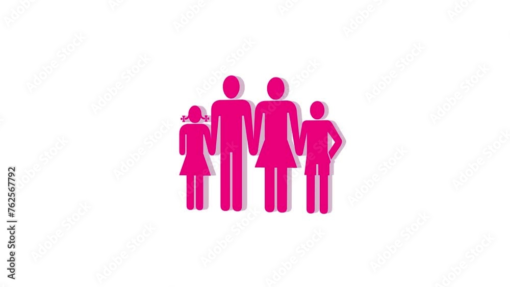 3d family logo icon loopable rotated pink color animation white background 3d family logo icon loopable rotated pink color animation white background