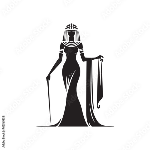 Cleopatra silhouette: Vector Silhouettes Embodying the Grace and Majesty of Cleopatra's Legacy, Cleopatra Black vector illustration.