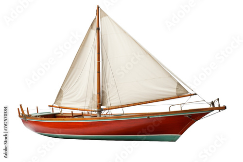 Vintage Yacht Sailing Isolated on Transparent Background PNG format