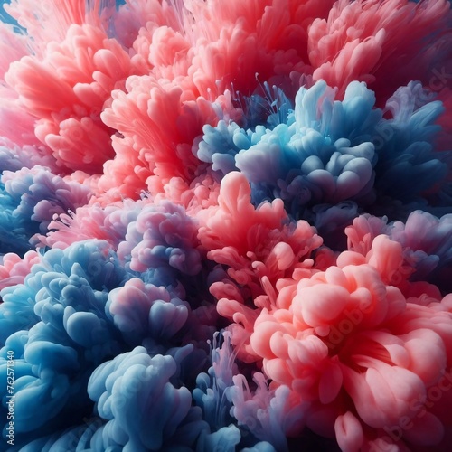  Abstract Close-Up of Pink   Blue Ink in Water  Evokes a dreamlike quality 