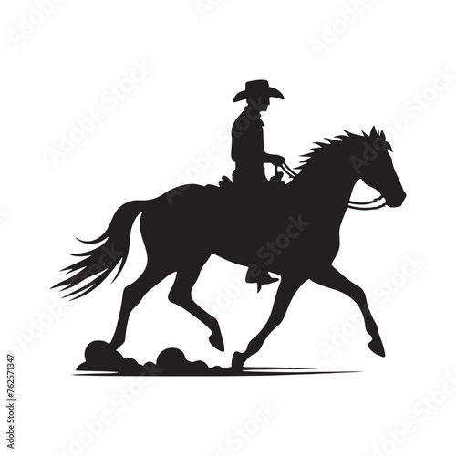 Frontier Legends: Cowboy Vector Silhouette Capturing the Grit, Freedom, and Spirit of Cowboy Culture, Minimalist cowboy black illustration