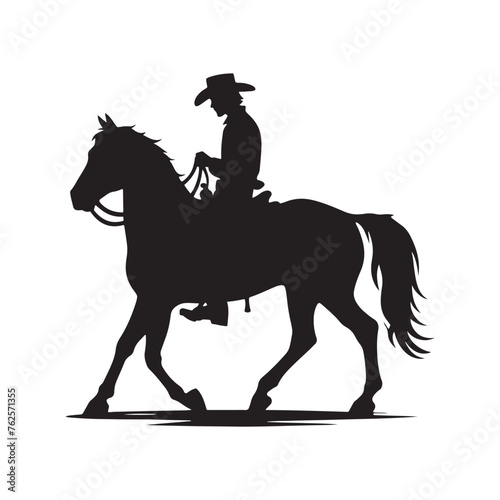 Frontier Legends: Cowboy Vector Silhouette Capturing the Grit, Freedom, and Spirit of Cowboy Culture, Minimalist cowboy black illustration
