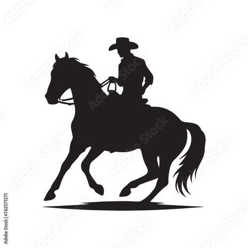 Frontier Legends: Cowboy Vector Silhouette Capturing the Grit, Freedom, and Spirit of Cowboy Culture, Minimalist cowboy black illustration