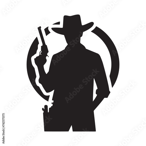 Frontier Legends: Cowboy Vector Silhouette Capturing the Grit, Freedom, and Spirit of Cowboy Culture, Minimalist cowboy black illustration