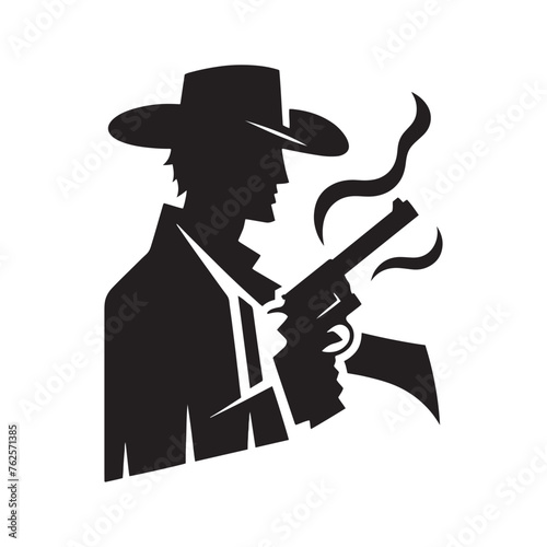 Frontier Legends: Cowboy Vector Silhouette Capturing the Grit, Freedom, and Spirit of Cowboy Culture, Minimalist cowboy black illustration