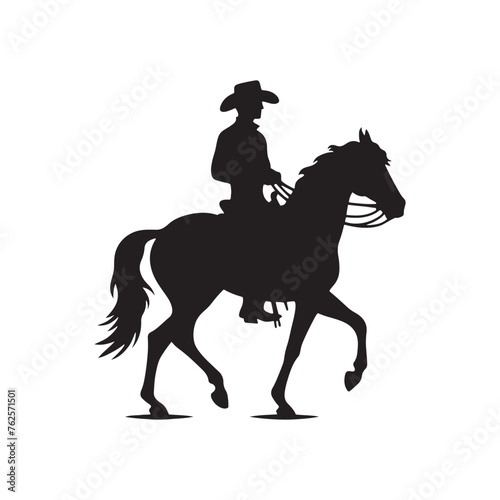 Frontier Legends: Cowboy Vector Silhouette Capturing the Grit, Freedom, and Spirit of Cowboy Culture, Minimalist cowboy black illustration