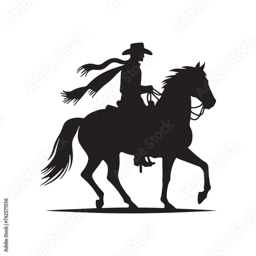 Frontier Legends  Cowboy Vector Silhouette Capturing the Grit  Freedom  and Spirit of Cowboy Culture  Minimalist cowboy black illustration