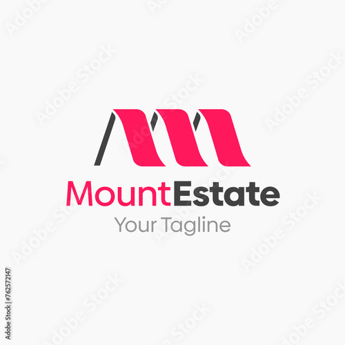 Mount Estate Logo Design Template: Merging Letter M with Real Estate Symbol. This modern alphabet-inspired logotype is perfect for Technology, Business, Organizations, Personal Branding, and more.