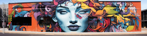 Explore the depths of urban culture with a bold street art mural painted on a city wall. © HASHMAT